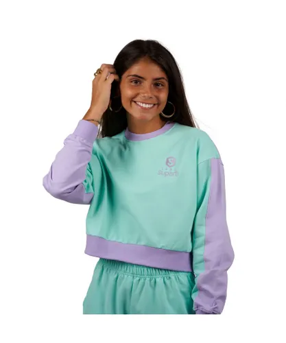 Superb Be Happy RSC-S2102 WoMens short long-sleeved round neck sweatshirt - Lilac Cotton