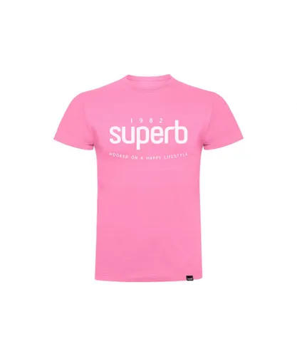 Superb ICON TEE Mens short sleeve round neck t-shirt - Pink Cotton