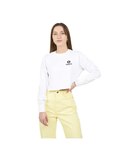 Superb LogoHeart BY131 WoMens long-sleeved cropped sweatshirt - White Cotton
