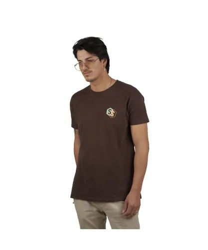 Superb Mens Short sleeve round neck t-shirt Born To Be SPRBCA-2202 man - Brown Cotton