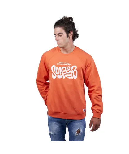 Superb Mens Sudadera Don't Stress Sweatshirt - Orange Cotton