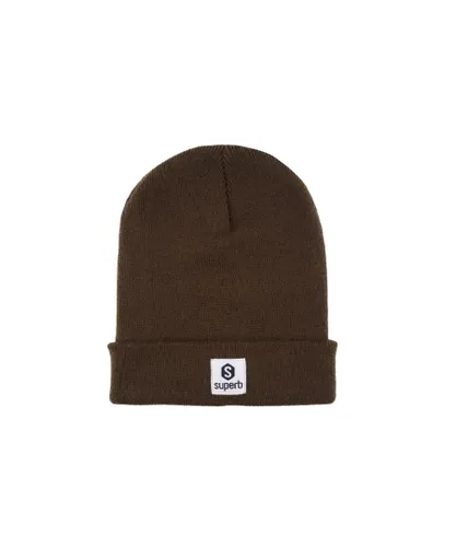 Superb Unisex Embroidered Logo Knitted Hat SPRBG-003 - Brown - One