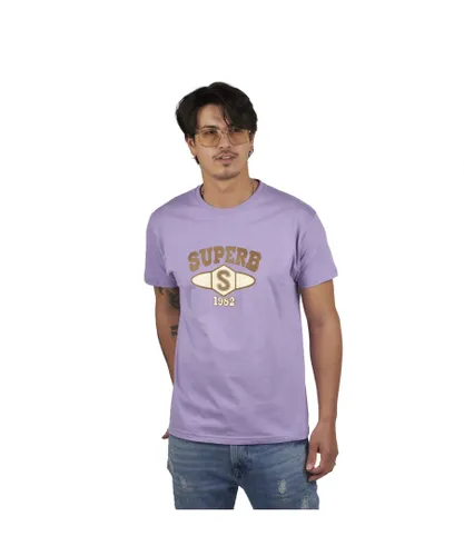 Superb University SPRBCA-2201 Mens short sleeve round neck T-shirt - Lilac Cotton