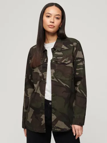 Superdry Camouflage Print Oversized Military Overshirt, Outline/Multi - Outline/Multi - Female