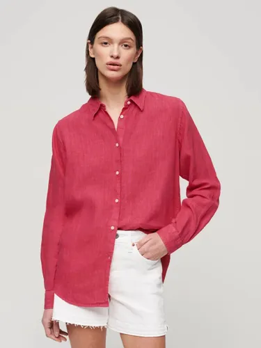Superdry Casual Linen Boyfriend Shirt - Electric Pink - Female
