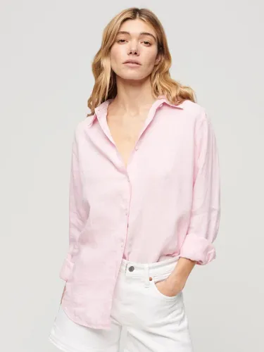 Superdry Casual Linen Boyfriend Shirt - Lilac Blush Pink - Female