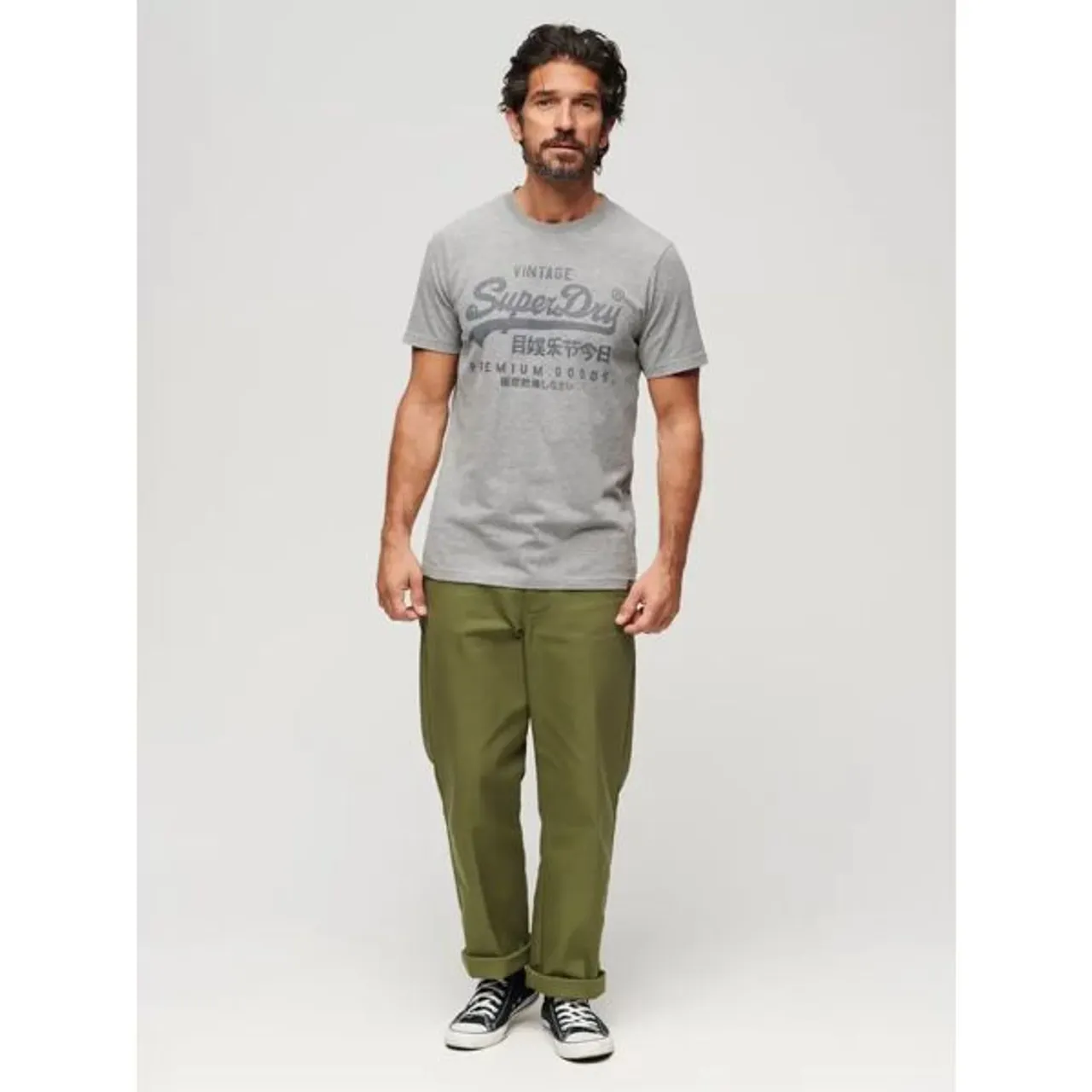 Superdry Classic Heritage T-Shirt - Ash Grey Marl - Male