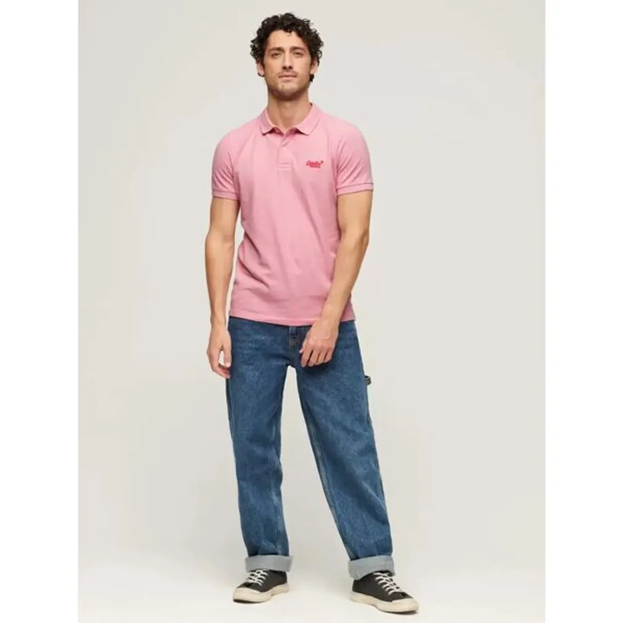 Superdry Classic Pique Polo Shirt - Light Pink Marl - Male
