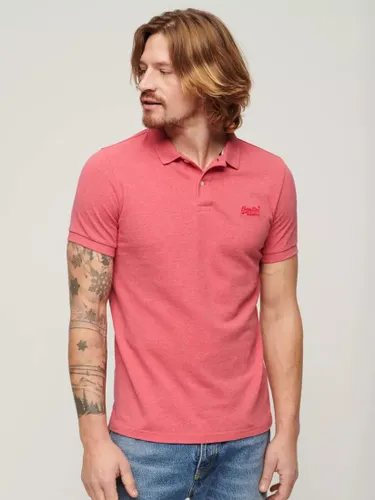 Superdry Classic Pique Polo Shirt, Punch Pink Marl - Punch Pink Marl - Male