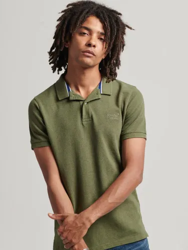 Superdry Classic Pique Polo Shirt - Thrift Olive Marl - Male