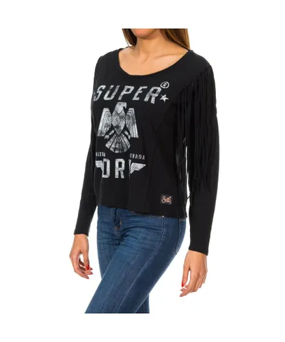 Superdry Colorado Fringe G60000GN WoMens Long Sleeve Sweater - Black Cotton