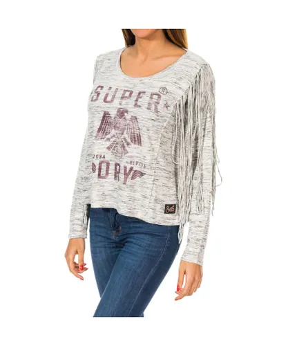 Superdry Colorado Fringe G60000GN WoMens Long Sleeve Sweater - Grey Cotton