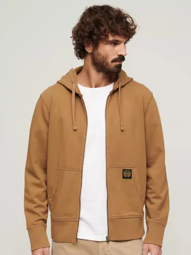 Superdry Contrast Stitch Relaxed Zip Hoodie - Brown Camel - Male