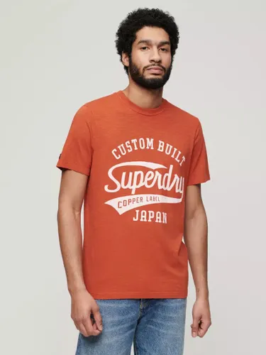Superdry Copper Label Script T-Shirt - Rust Orange Slub - Male