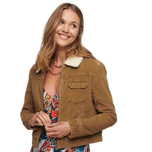 Superdry Cord Lined Cropped Jacket - Tobacco