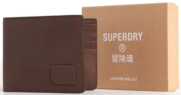 Superdry Dark Brown Nyc Bifold Leather Wallet