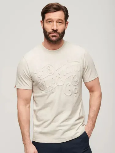 Superdry Embossed Archive Graphic T-Shirt - Oat Cream Marl - Male