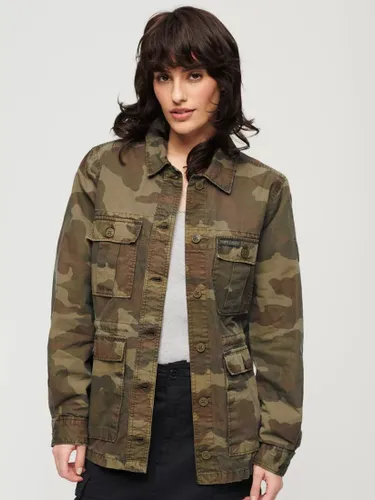 Superdry Embroidered Military Field Jacket, Sun Bleached Camo - Sun Bleached Camo - Female
