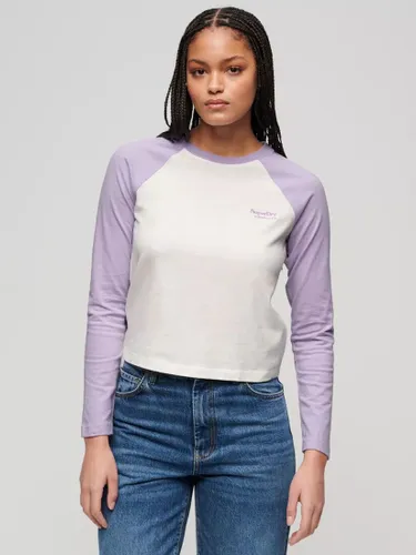 Superdry Essential Logo Long Sleeve Top - Purple/Off White - Female