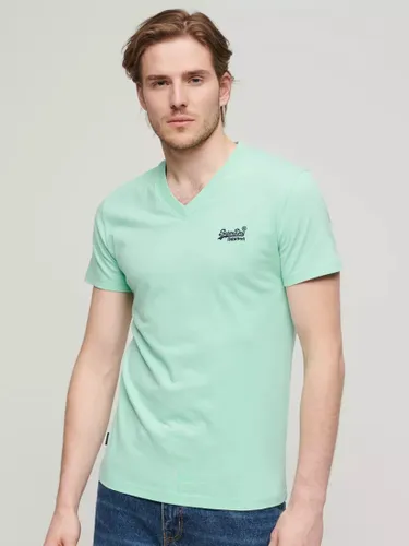 Superdry Essential Organic Cotton V-Neck T-Shirt - Spearmint Green - Male
