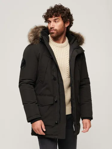 Superdry Everest Faux Fur Hooded Parka Coat, Black - Black - Male