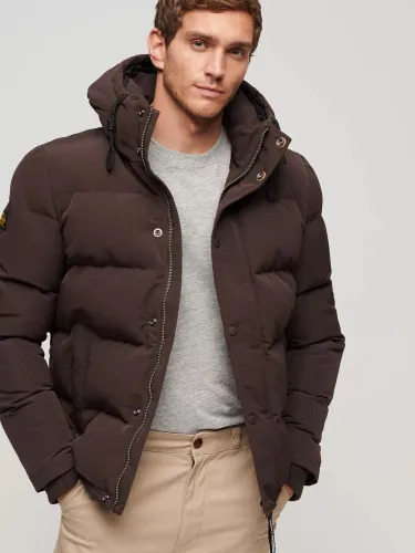 Superdry Everest Hooded Puffer Jacket - Dark Brown - Male
