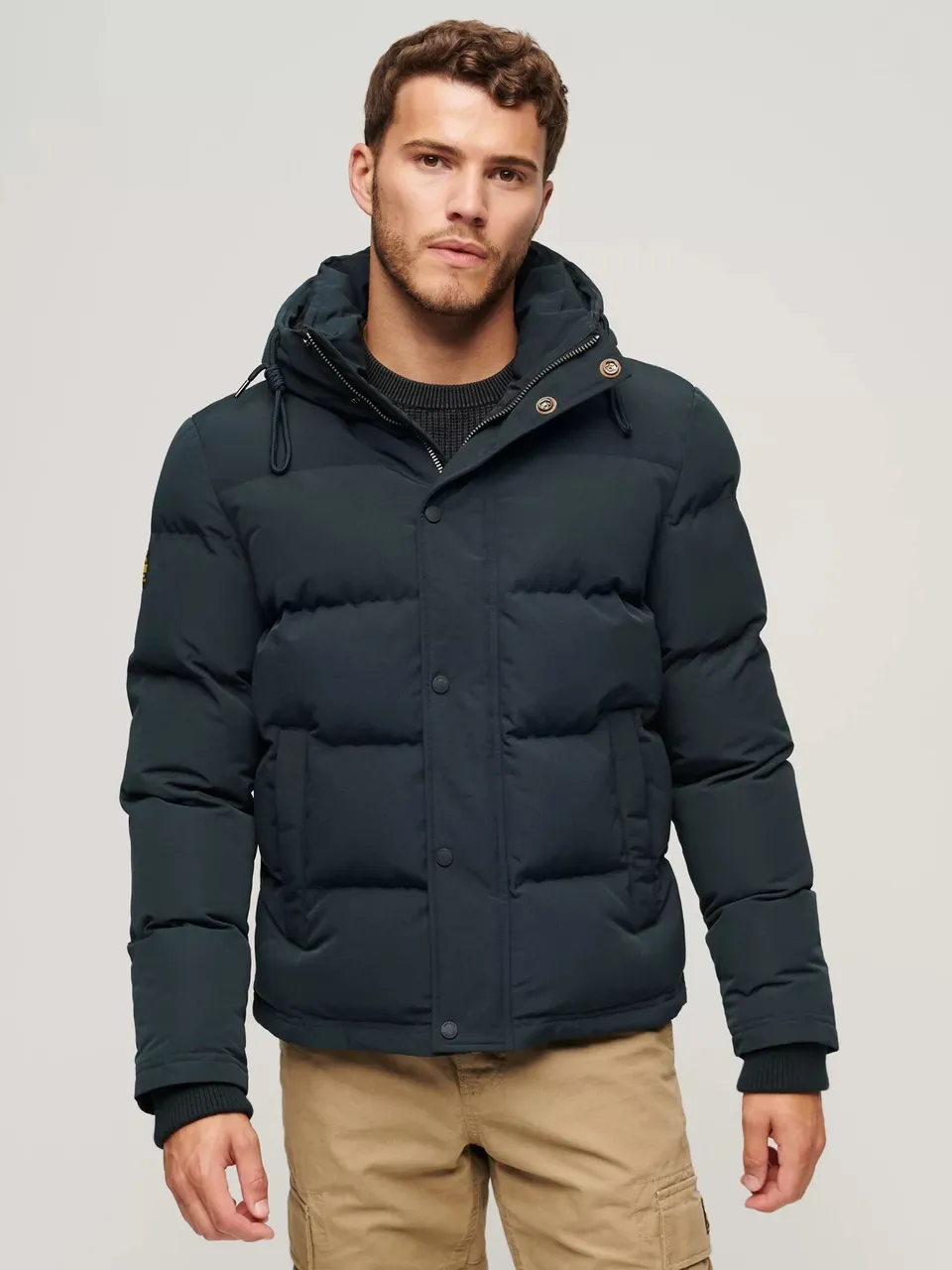 Superdry Everest Hooded Puffer Jacket - Nordic Chrome Navy - Male