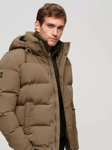 Superdry Everest Hooded Puffer Jacket - Sandstone Brown - Male