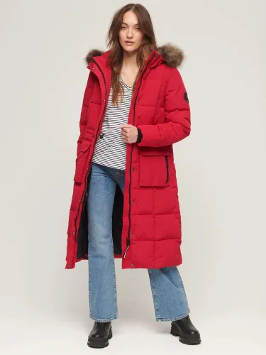 Superdry Everest Longline Puffer Coat - Deep Red - Female