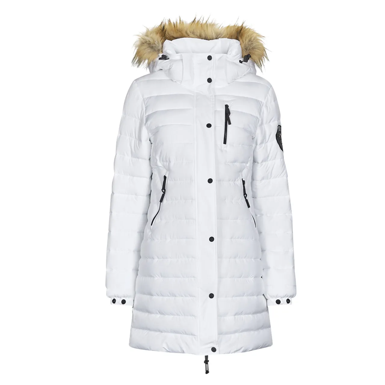 Superdry  FUJI HOODED MID LENGTH PUFFER  women's Jacket in White