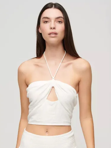 Superdry Halterneck Cut Out Crop Top, Off White - Off White - Female