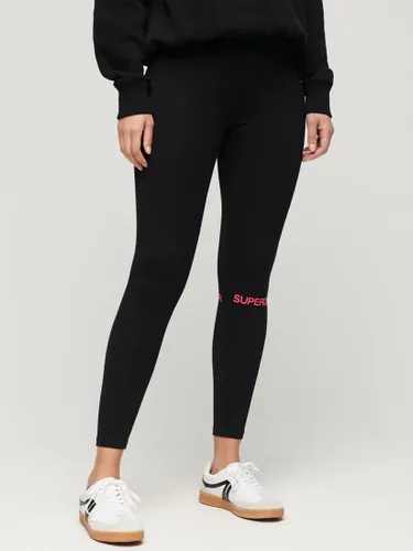 Superdry High Waist Sports Leggings, Black/Fire Pink - Black/Fire Pink - Female