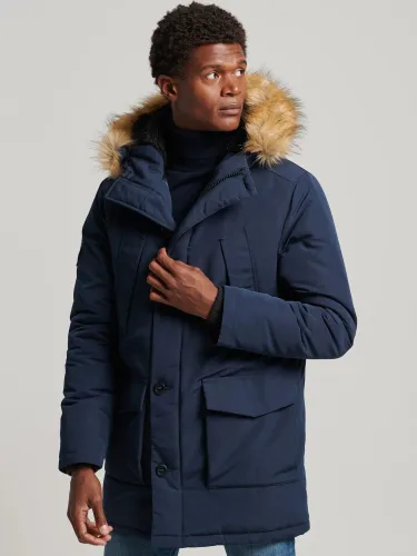 Superdry Hooded Everest Faux Fur Parka - Nordic Chrome Navy - Male