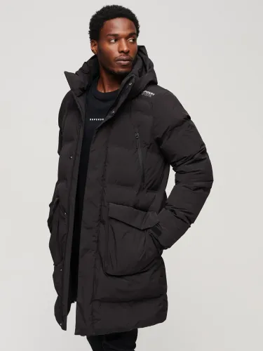 Superdry Hooded Longline Padded Jacket - Black - Male