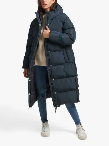 Superdry Hooded Longline Puffer Coat - Eclipse Navy - Female