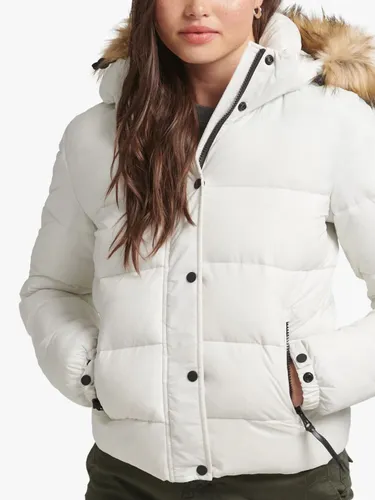 Superdry Hooded Mid Layer Short Jacket - Winter White - Female