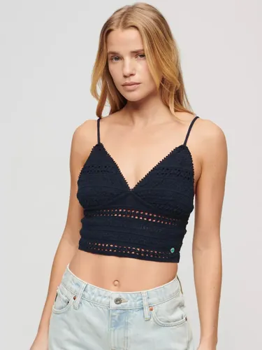 Superdry Jersey Lace Cropped Cami Top - Eclipse Navy - Female