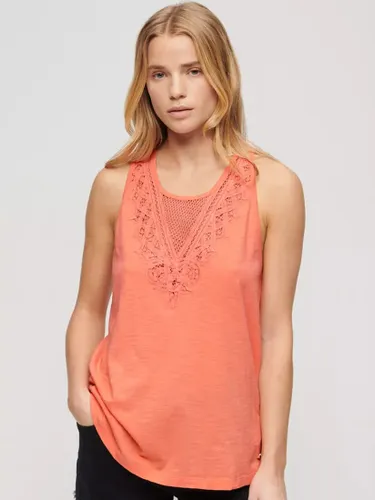Superdry Jersey Lace Vest - Fusion Coral - Female