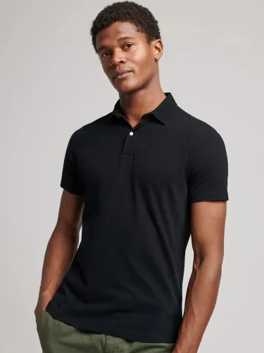 Superdry Jersey Polo Shirt - Black - Male