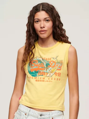 Superdry LA Vintage Logo Graphic Slim Tank Top - Sun Yellow Marl - Female