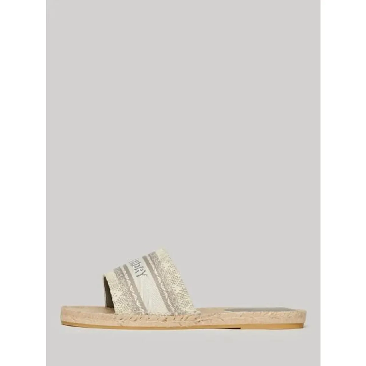 Superdry Lace Overlay Canvas Espadrille Sliders - Moon Rock Grey - Female