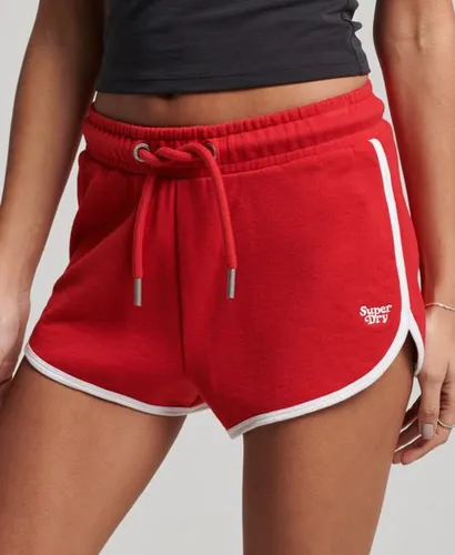Superdry Ladies Embroidered Vintage Jersey Racer Shorts, Red and White