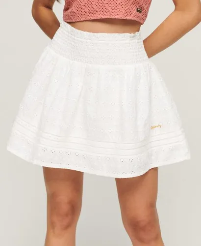 Superdry Ladies Embroidered Vintage Lace Mini Skirt, White