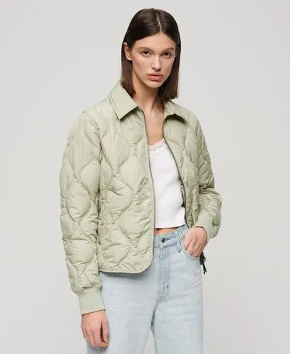 Superdry Ladies Lightweight Quilted Studios Cropped Liner Jacket, Green
