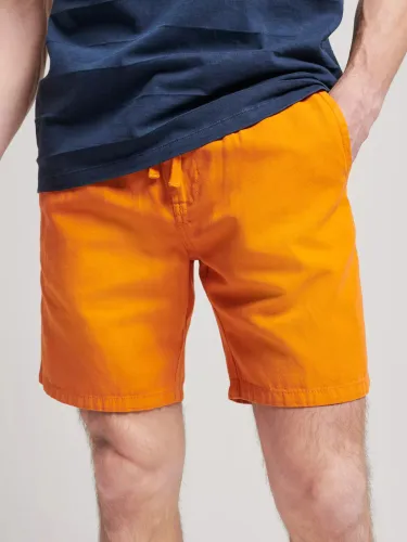 Superdry Linen and Organic Cotton Blend Vintage Overdyed Shorts - Shocker Orange - Male