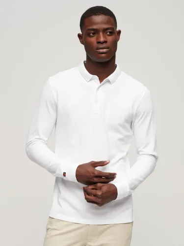 Superdry Long Sleeve Cotton Pique Polo Shirt - Optic - Male