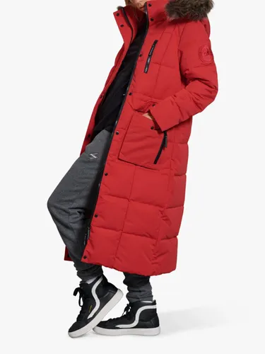Superdry Longline Faux Fur Collar Quilted Jacket - High Risk Red - Female
