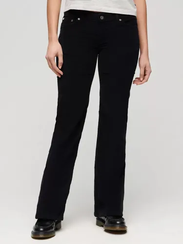 Superdry Low Rise Cord Flare Jeans, Black - Black - Female