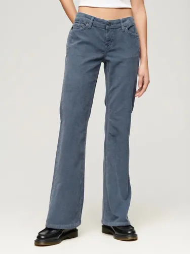 Superdry Low Rise Cord Flare Jeans, Washed Denim Blue - Washed Denim Blue - Female