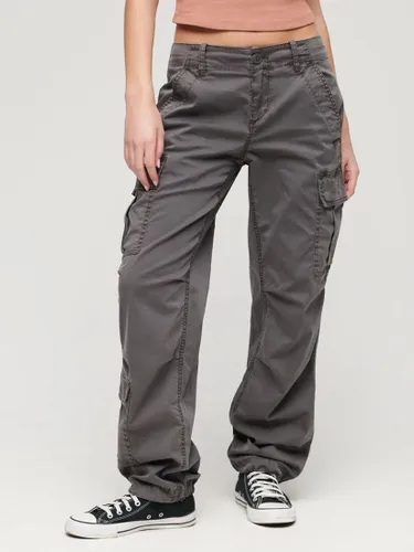 Superdry Low Rise Straight Cargo Pants, Asphalt Grey - Asphalt Grey - Female